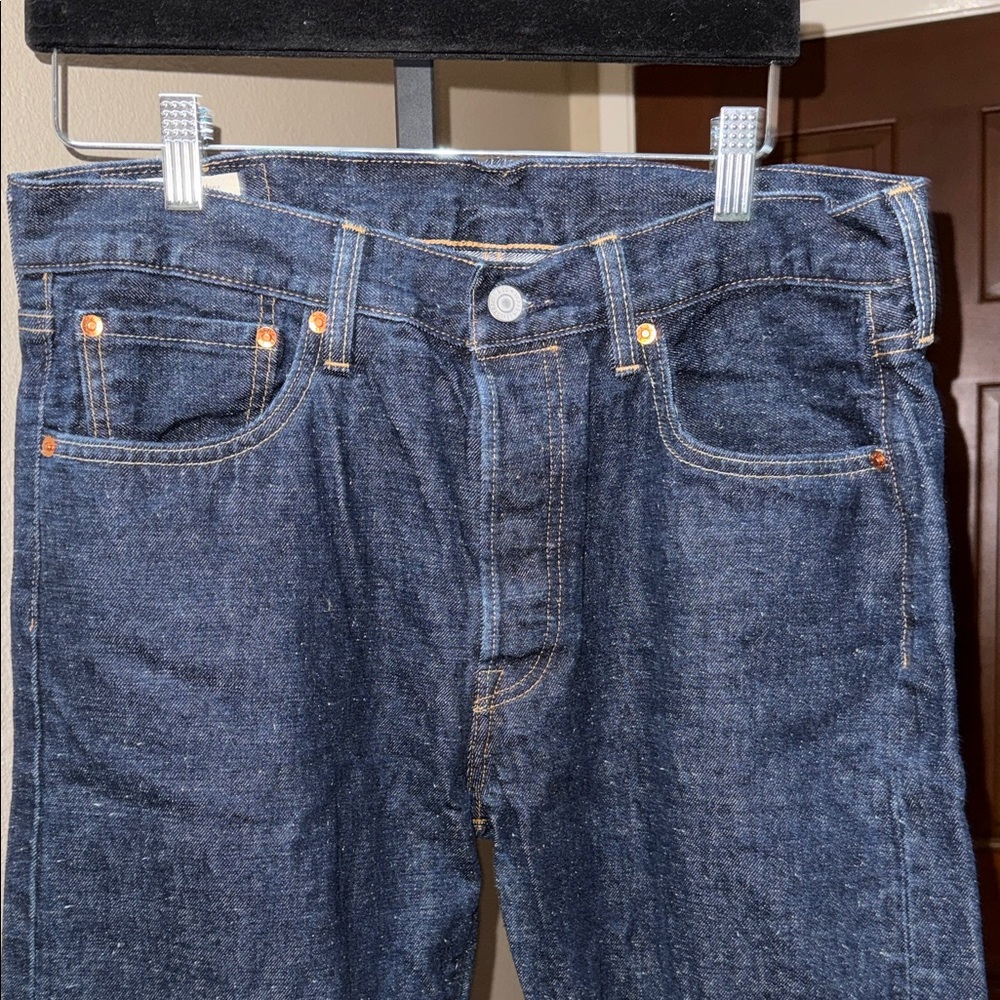 Levi's 501 Dark Blue Selvedge Jeans Cotton Hemp Men’s Size 33 x 34 - Picture 2 of 9